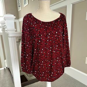 Michael Kors black with red & white hearts, pullover top.